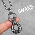Ouroboros Eight Snake Men Necklaces with Pendant Stainless Steel Jewelry for Male Women Punk Hip Hop Accessories Gifts