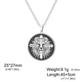 Cazador Vintage Man of Faith Lion Cross Pendant Necklace for Women Men Stainless Steel Box Chain Christian Faith Jewelry Gifts