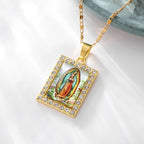 Stainless Steel Christian Virgin Mary Pendant Our Lady of Guadalupe Necklace Women's Religious Lucky Amulet Jewelry Gift