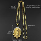 Our Lady of Guadalupe Rhinestone Necklace — Stainless Steel
