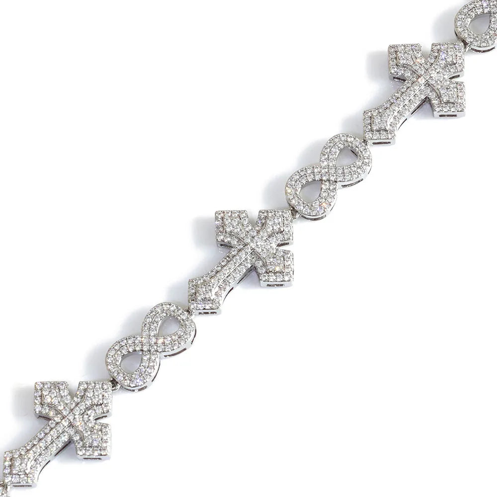 Gold Cross Iced Out Bracelet 8MM
