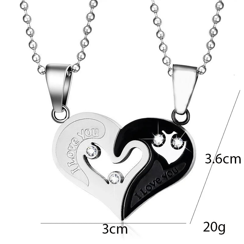 Iced Out Heart Pendant Necklace Stainless Steel