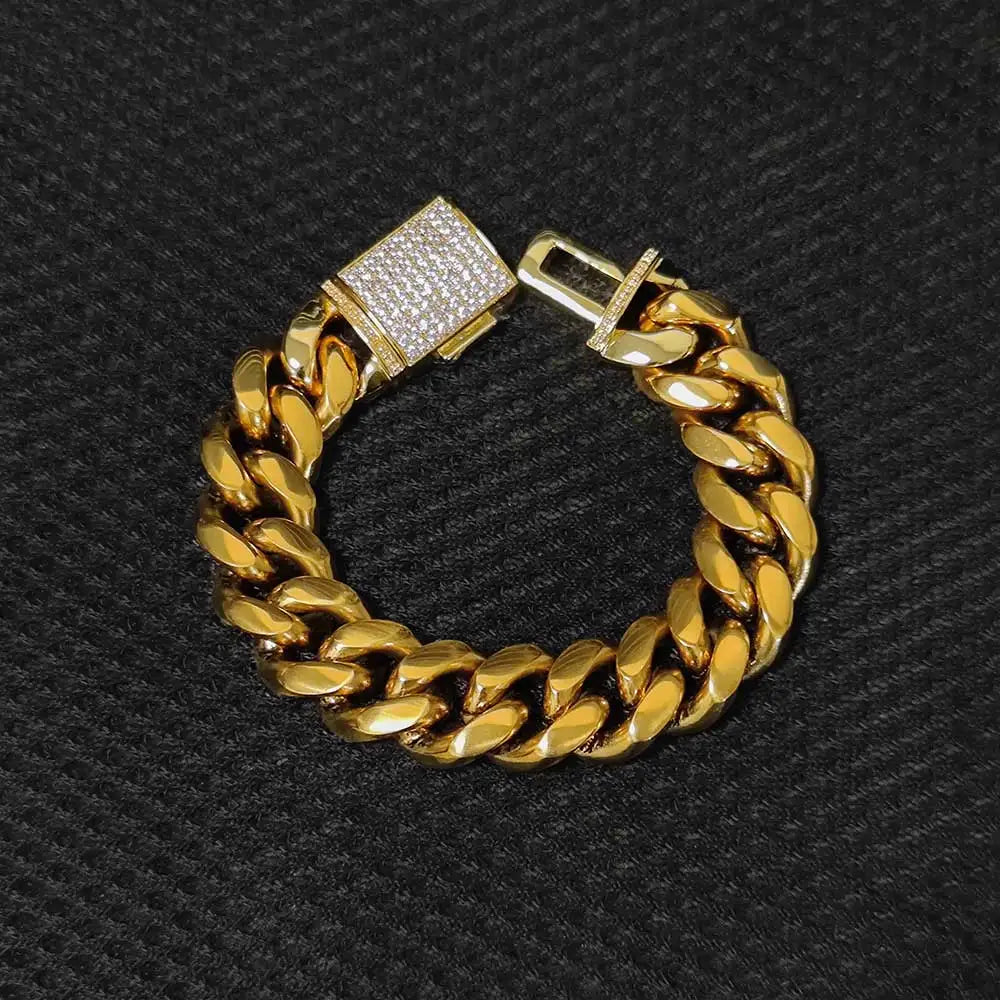 18K Gold Cuban Chain Necklace Iced Out 18MM
