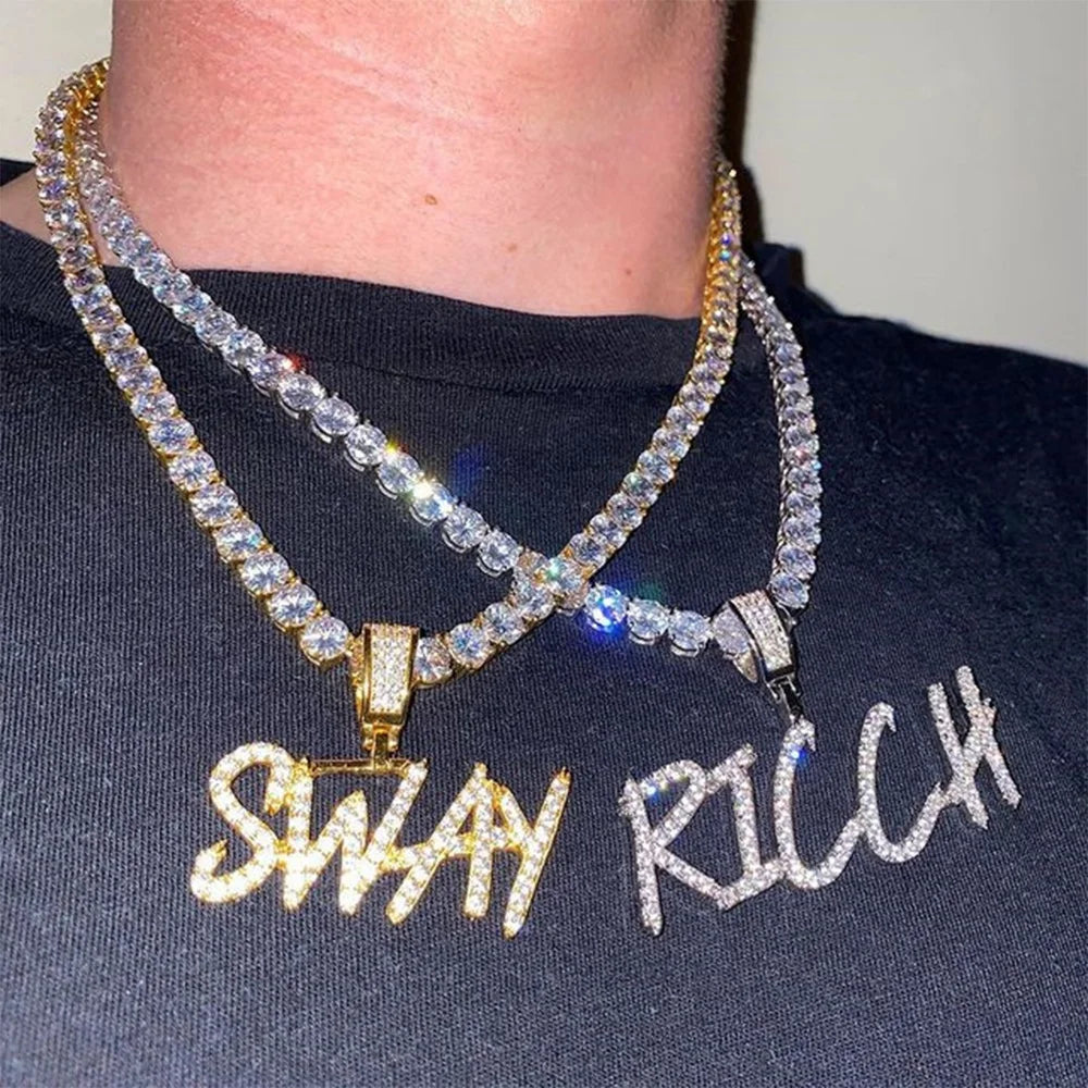Custom Small Brush Font Letter Pendant Personalized Initial Necklace Chain For Women Silver Or Gold Color Hip Hop Jewelry Gifts