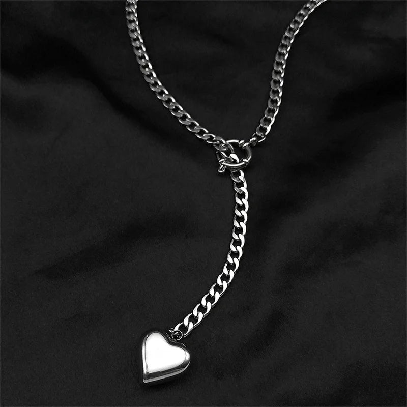 Cuban Heart Star Chain Necklace — Stainless Steel