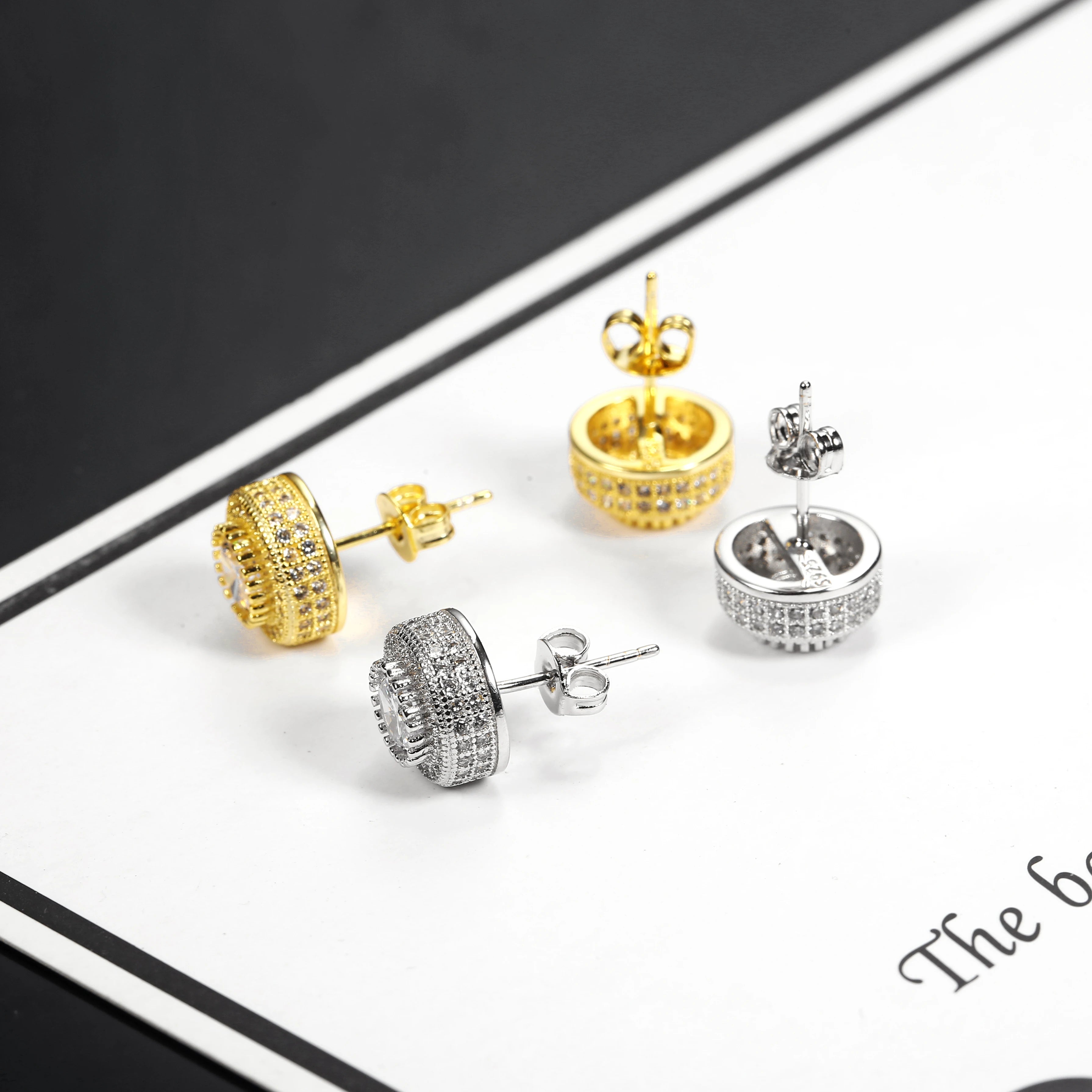 Iced Out Dollar Sign Stud Earrings Stainless Steel