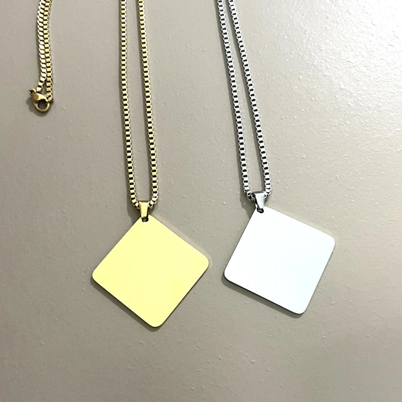10pcs/Set Mirror Polish Stainless Steel 30x30mm Pendant Fashion Box Chain Necklace  Accessories for Fashionable Jewelry Making