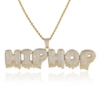 Iced Out Letter Pendant Necklace Stainless Steel