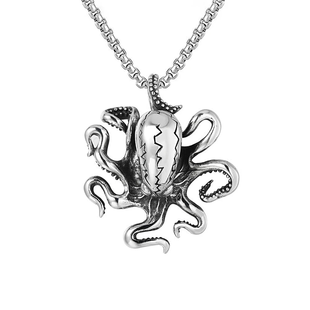 Fashion Punk High Quality Octopus Pendant Necklaces Stainless Steel Biker Hip Hop Animal Necklace For Men Creative