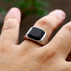 Iced Out Black Ring Zircon Agate Stone High Wedding