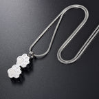 Double Paw Memorial Urn Necklace — Stainless Steel