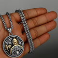 Nordic Viking Odin Warrior Axe Shield Retro Pop Pendant Necklace Stainless Steel Amulet Necklace Men's Gift Jewelry Wholesale