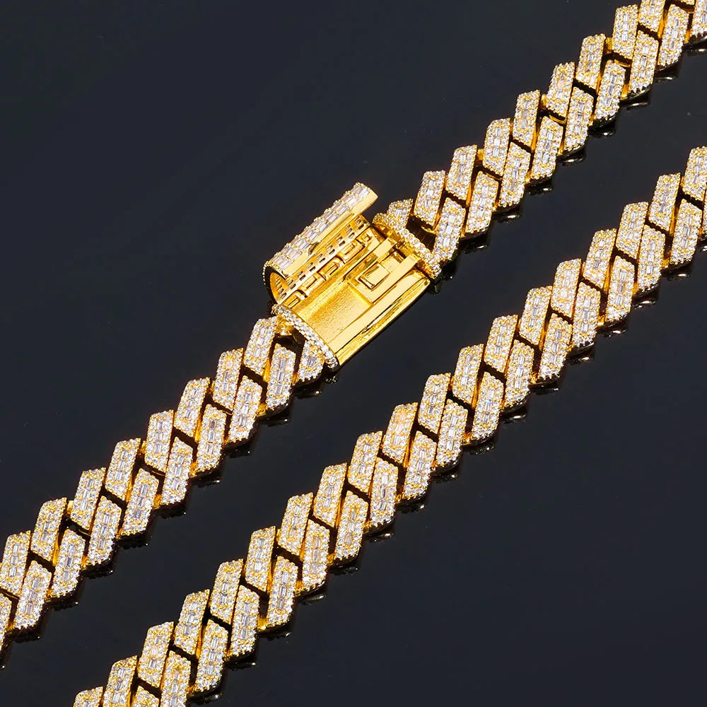 Iced Out Cuban Chain Necklace Stainless Steel 14MM