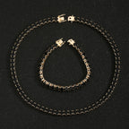 Multi-Color CZ Chain Bracelet Necklace Set 6mm 50cm