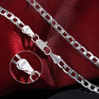 Men's 925 Sterling Silver Necklace 2/4/6/8/10/12MM 40-75cm Face Chain Necklace Lobster Clasp Men And Women Engagement