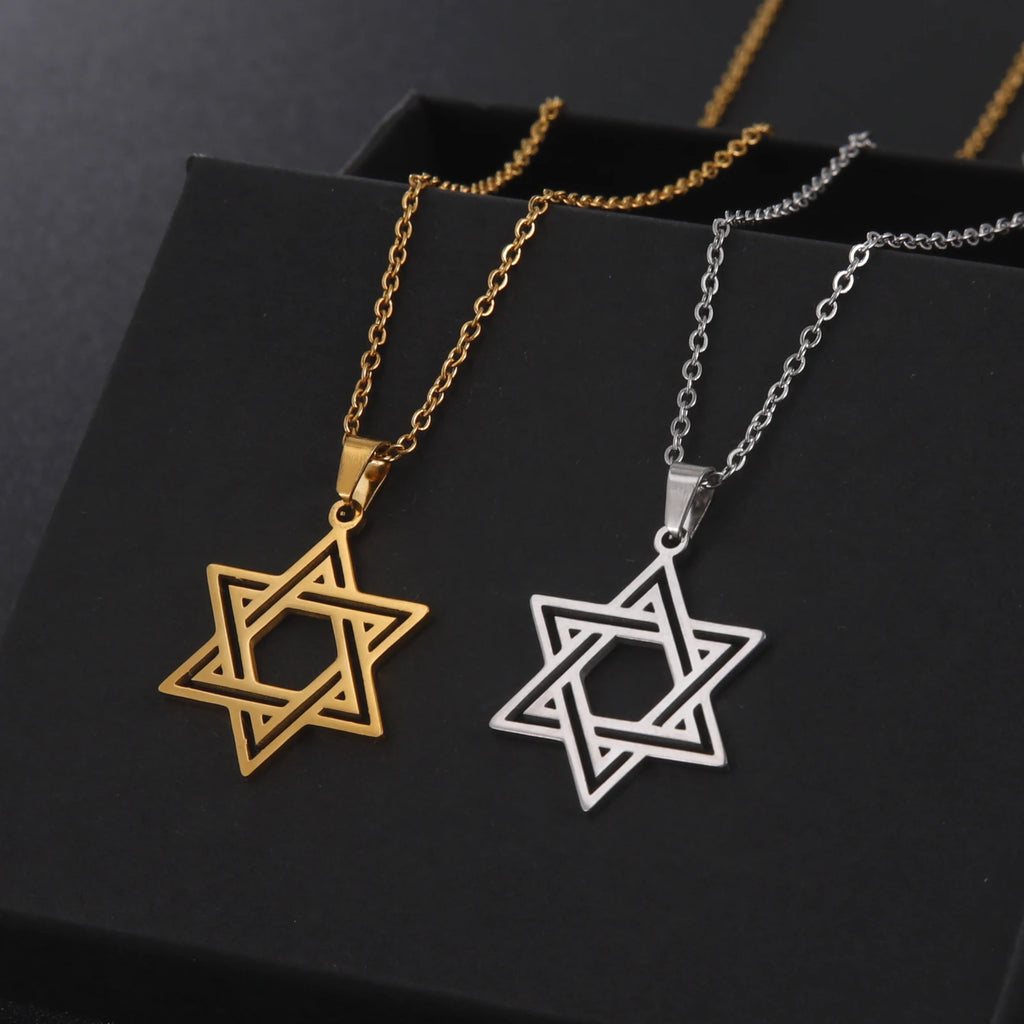 Simple Star of David Pendant Necklace — Stainless Steel