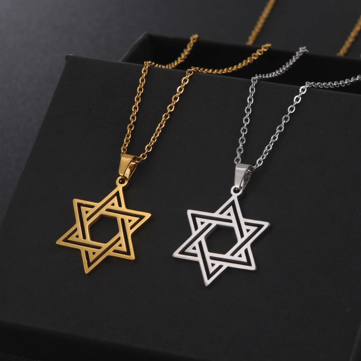 Simple Star of David Pendant Necklace — Stainless Steel