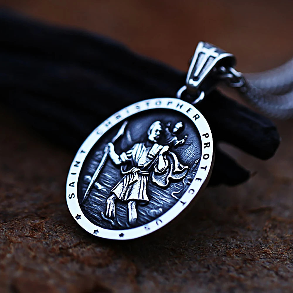 Men Stainless Steel Catholic Patron Saint Pendant Michael St. Michael The Archangel Pendant Necklace Jewelry Gifts Dropshipping