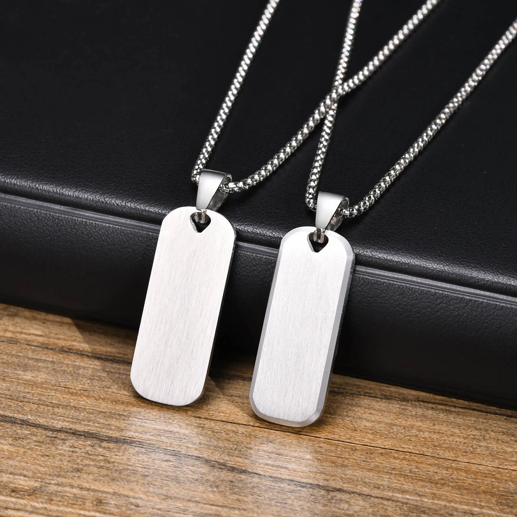 Rectangle Bar Box Chain Pendant — Stainless