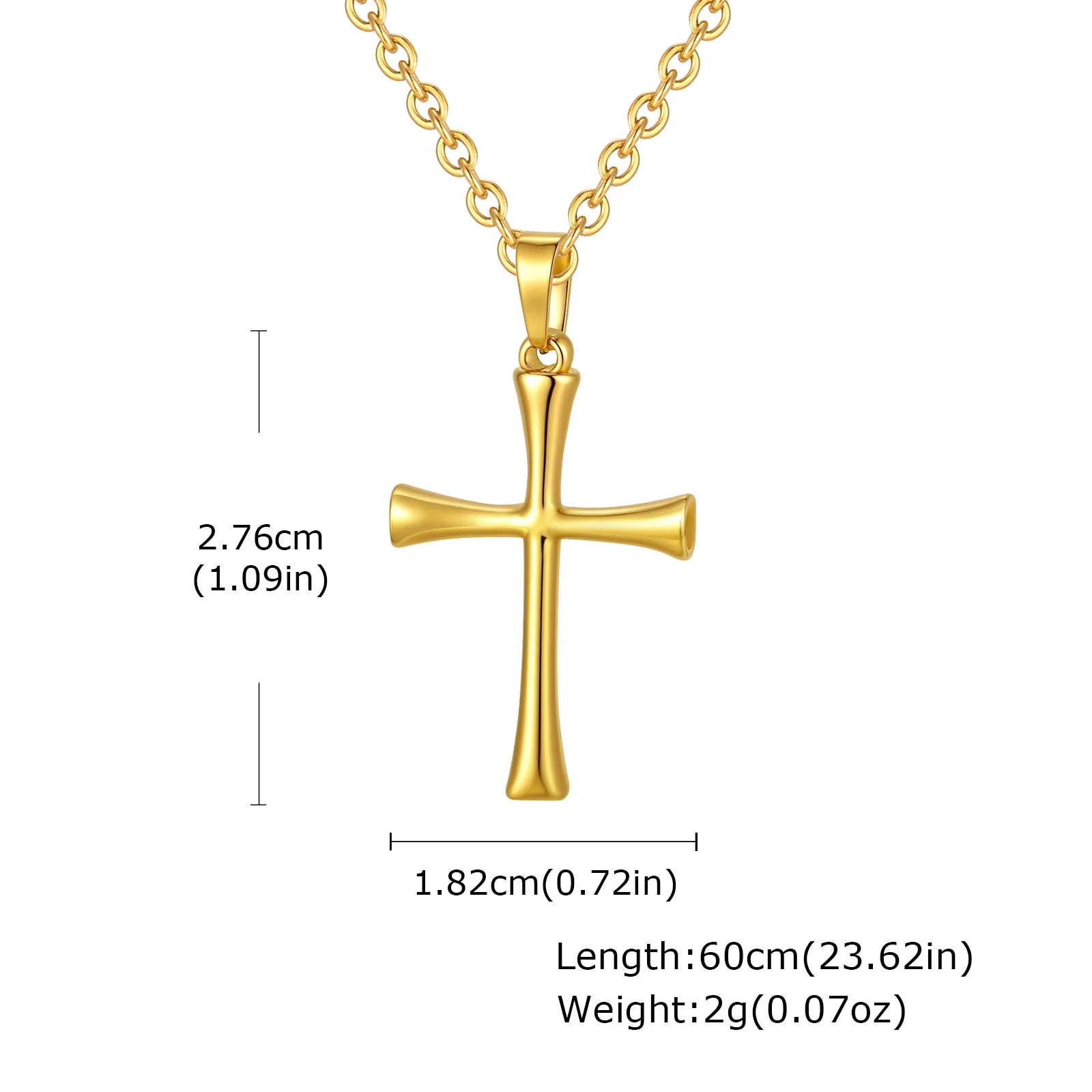 Cross Gold Sweater Chain Necklace — Stainless Steel
