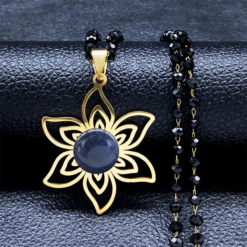 Flower Gold Pendant Necklace — Stainless Steel