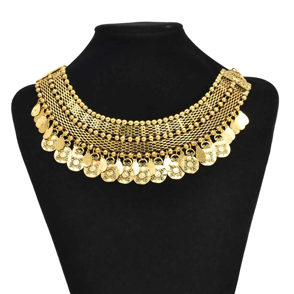 Traditional Gypsy Afghan Ethnic Choker Necklace for Women Vintage African Tribe Bib Moon Collares Boho Pakistan Turkish