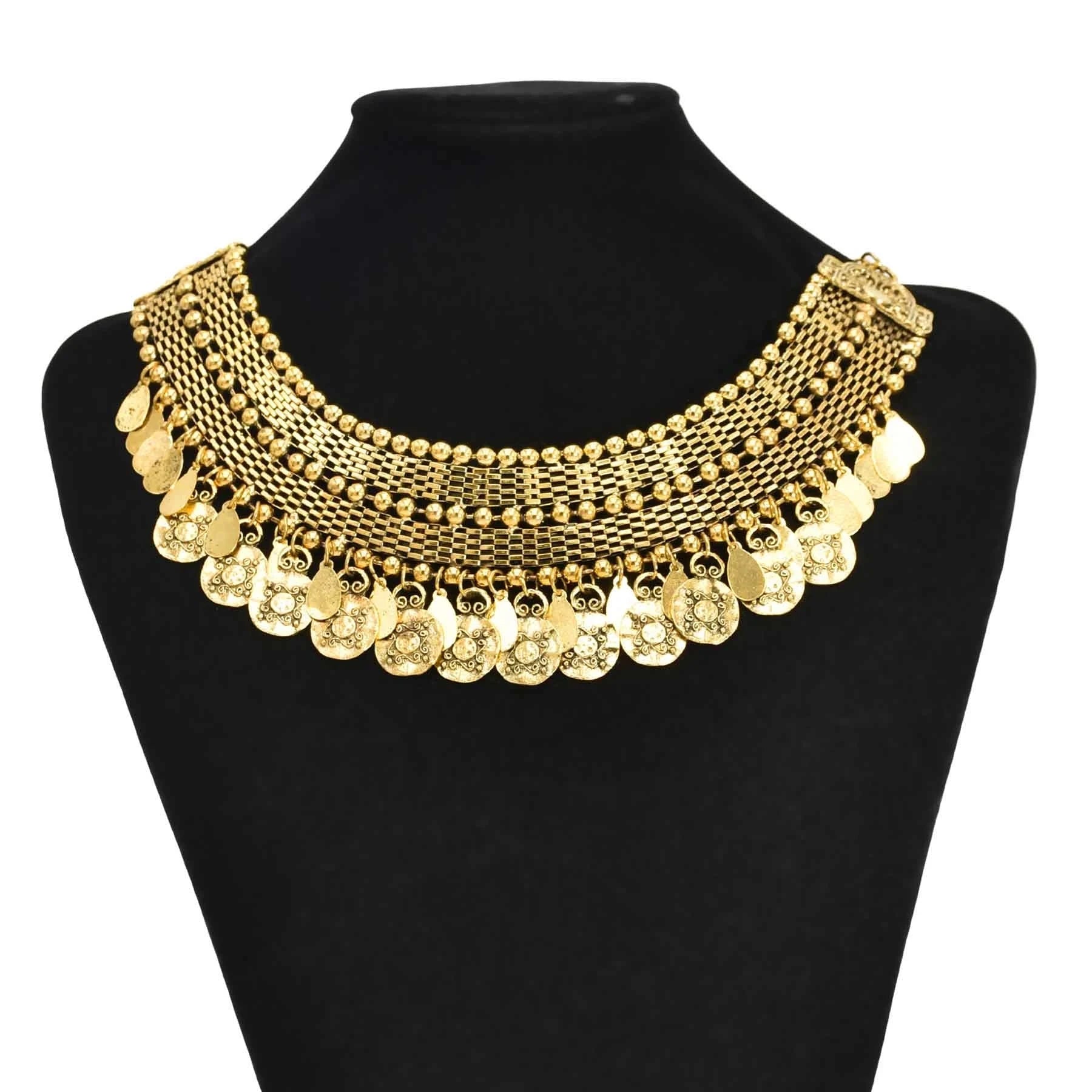 Traditional Gypsy Afghan Ethnic Choker Necklace for Women Vintage African Tribe Bib Moon Collares Boho Pakistan Turkish