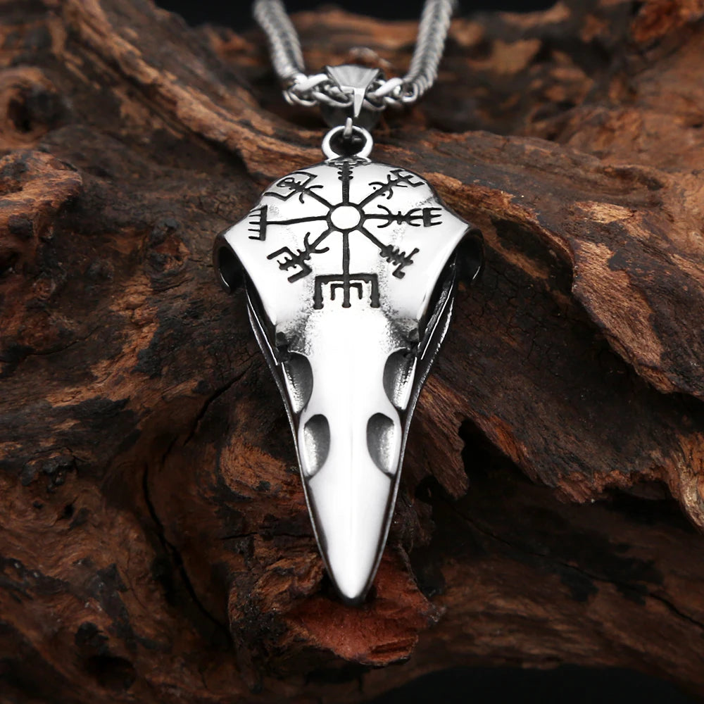 Viking Raven Stainless Steel Pendant Necklace