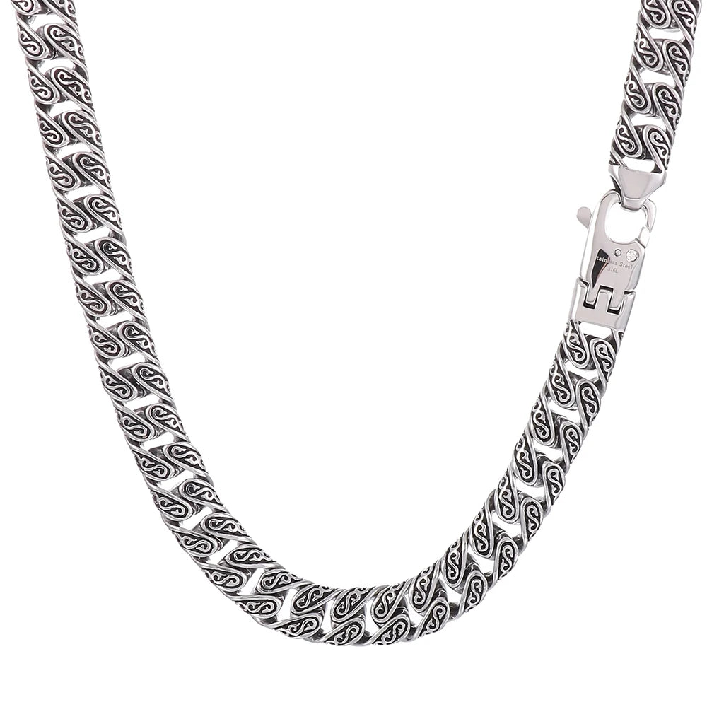 Vintage Cool 12MM Wide Chains Necklace for Man Stainless Steel Punk Statement Halloween Jewellery Accessories Men's