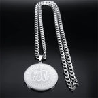 Arabic Allah Silver Round Necklace — Stainless Steel