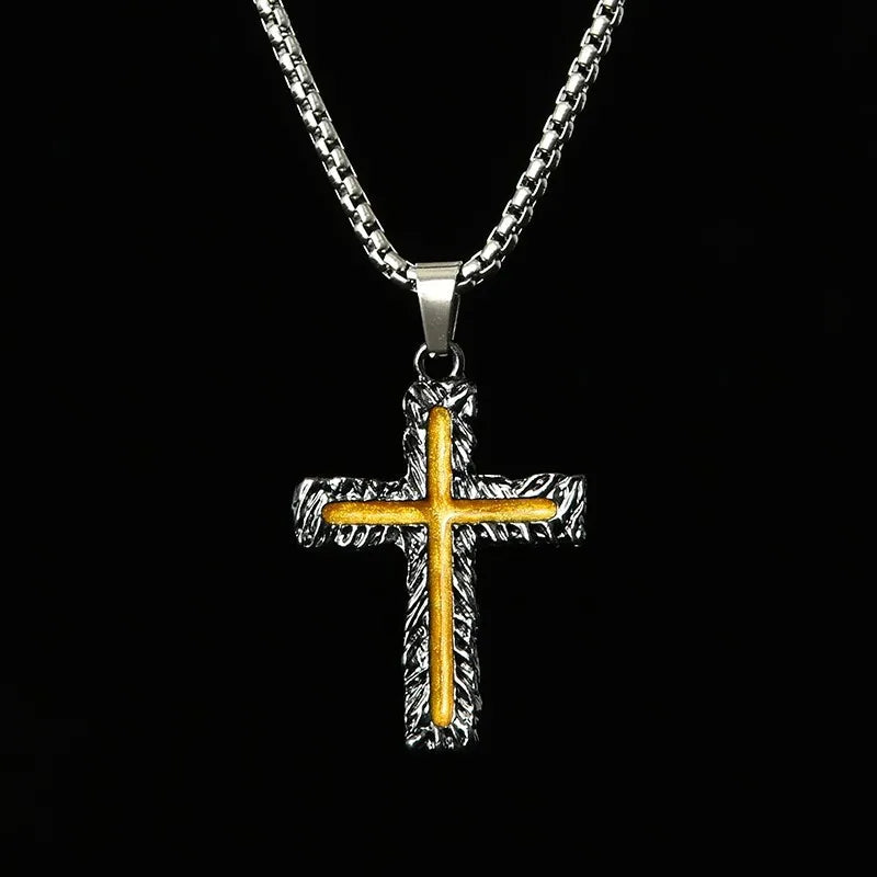 Cross Steel Pendant Yellow Lava