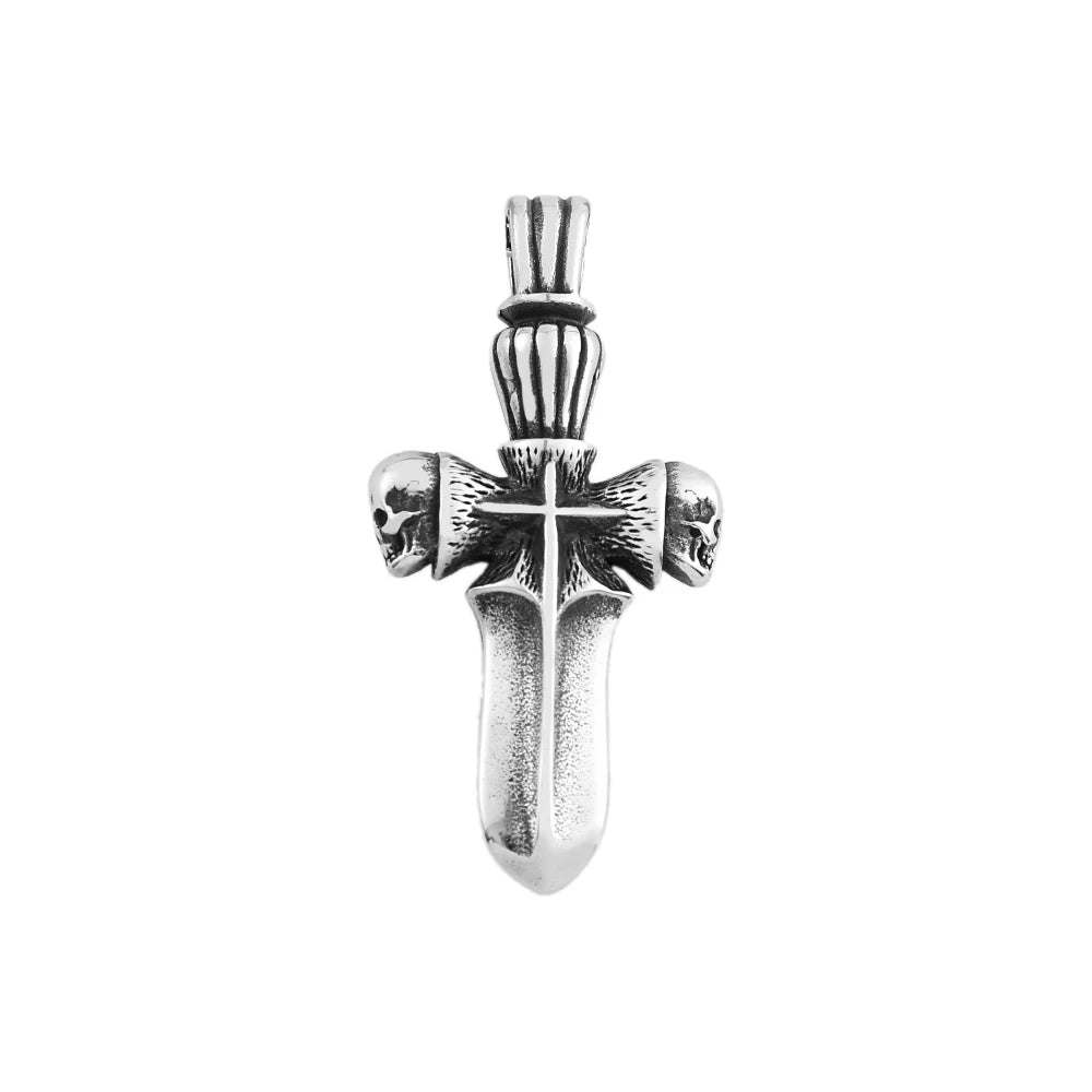 Skull Sword Steel Pendant Punk 316L Rider