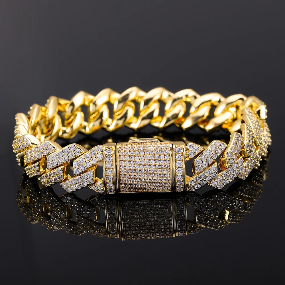 14mm Bracelet With Box Buckle High Quality Iced Out Cubic Zirconia Hip Hop Fashion Personality Jewelry For Gift Luxury