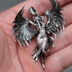 Cat Wings Animal Pendant Necklace — Silver