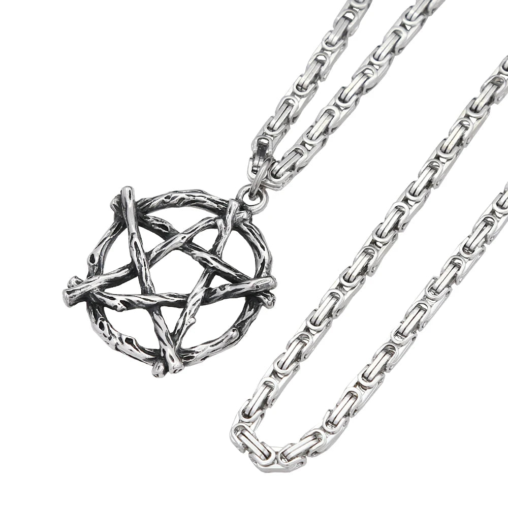 Gothic Steel Pendant Vintage Pentagram Punk