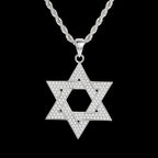 Iced Out Hexagram Pendant Necklace Stainless Steel