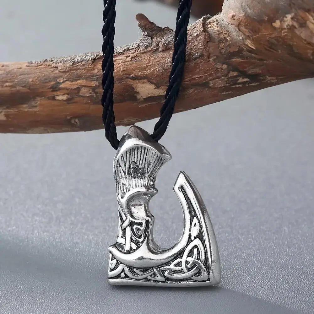 Kinitial Antique Bronze Color Slavic Perun Big Axe Pendant Necklace Jewelry Viking Slavic Necklaces fit for Men's