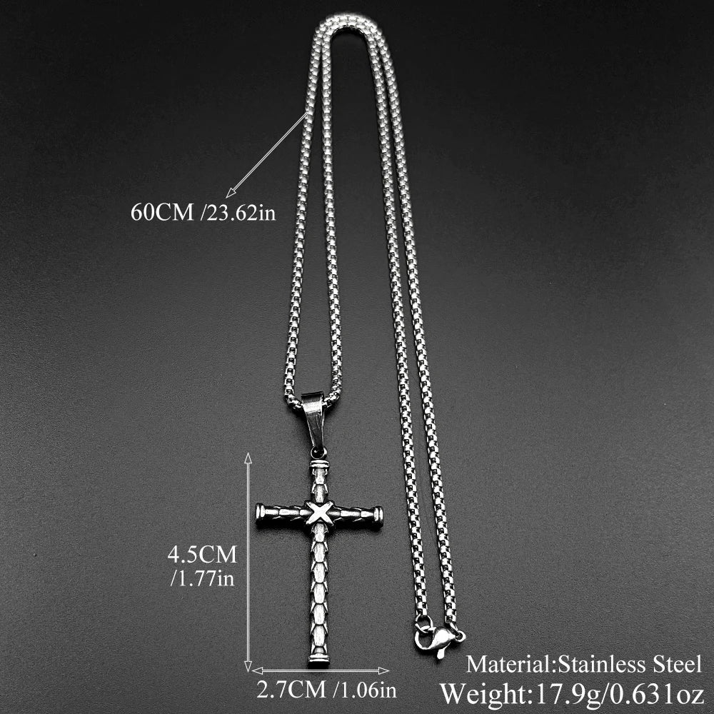 Cross Steel Pendant Christian Punk Biker