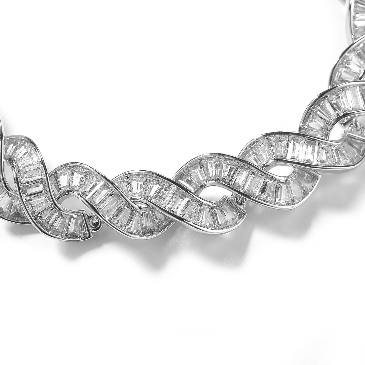 Iced Out Infinity Baguette Twist Cuban Bracelet 10mm — Two-Tone
