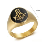 Geometric Black Glue Masonic AG Rings Stainless Steel Men Personalized Fashion Ring Charm Jewelry