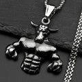 Bull Head Gold Pendant Muscle Fitness Power Punk