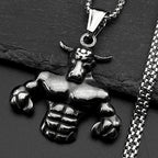 Bull Head Gold Pendant Muscle Fitness Power Punk