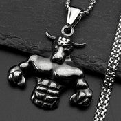 Bull Head Gold Pendant Muscle Fitness Power Punk