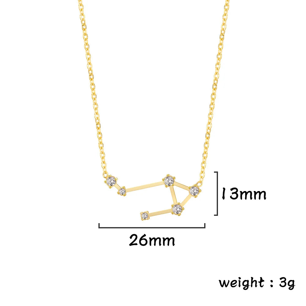 Unift Clear Zircon Zodiac Constellation Women Necklaces Star Sign Pisces Aries Taurus Pendant Fashion Horoscope Amulet Jewelry