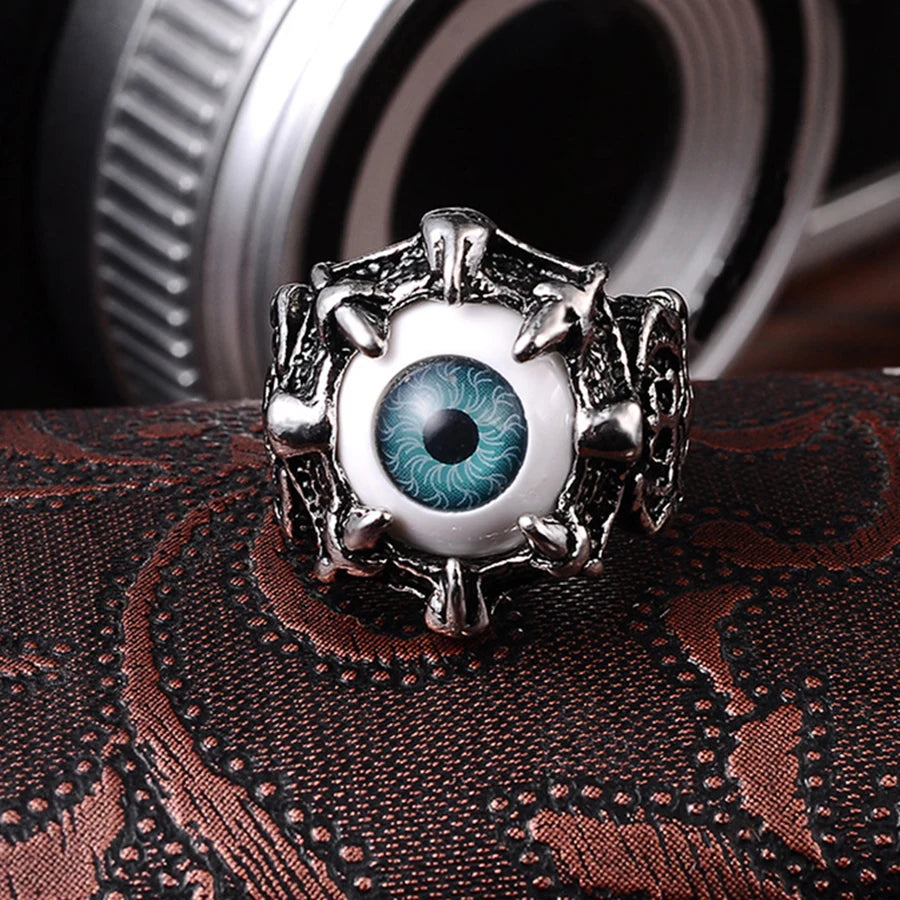 Retro Devil Teeth Eyes Shape Rings for Men Women Punk Devil Eye Ring Hip Hop Rock