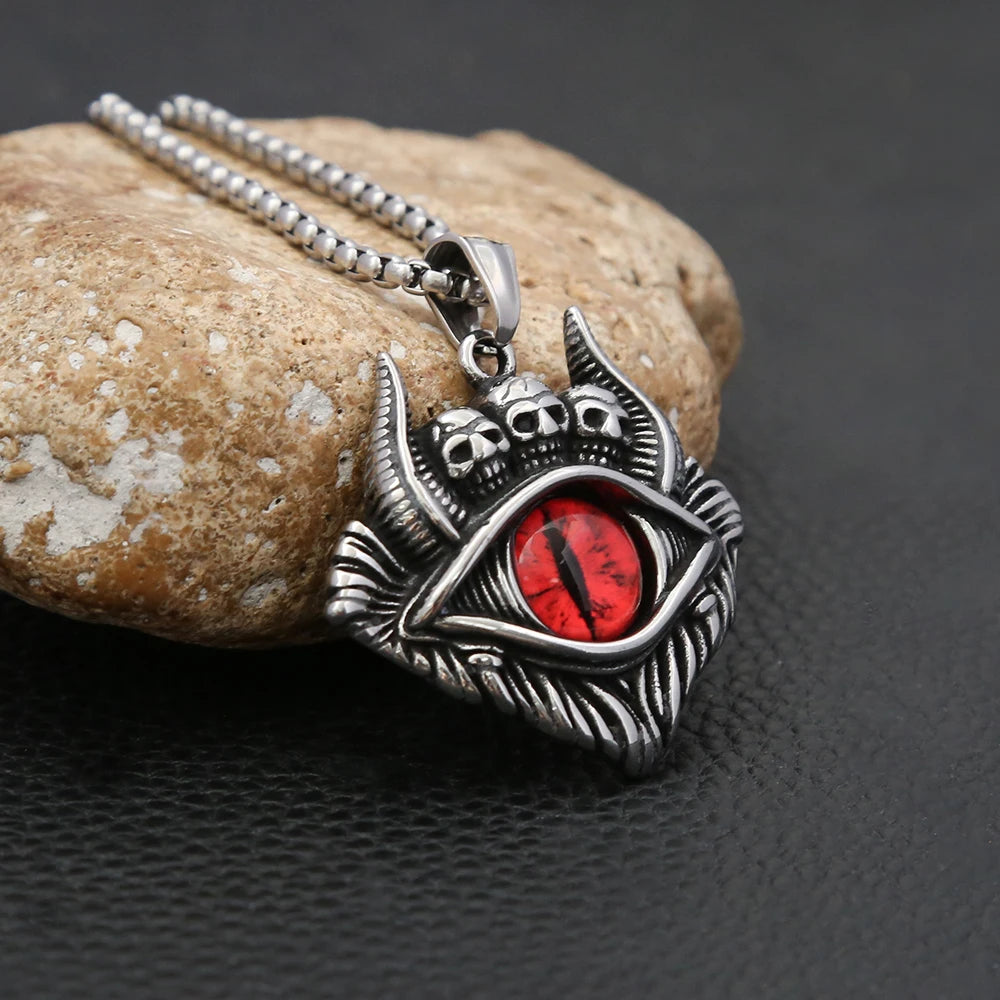 Skull Demon Eye Steel Pendant Vintage