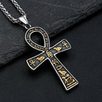 Vintage Punk Anka Cross Pendant Stainless Steel Egyptian Necklaces For Men Women Unique Rune Amulet Jewelry Gifts