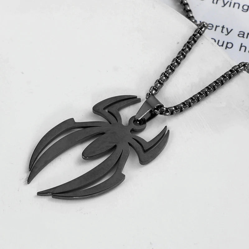 Silver Spider Pendant Necklace Box Chain