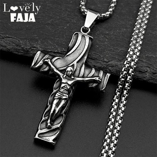 Cross Jesus Christ Silver Pendant Retro Crucifix