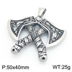 Trendy Retro Crow Prairie Wolf Double Sided Viking Tomahawk Pendant Necklace Charm Men's Necklace Metal Accessorie Party Jewelry